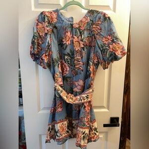 Farm Rio Wonderful Bouquet Blue Mini Dress
